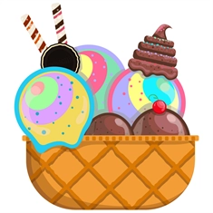 Candyland Theme Ice Cream Sundae Bowl Transparent Sticker